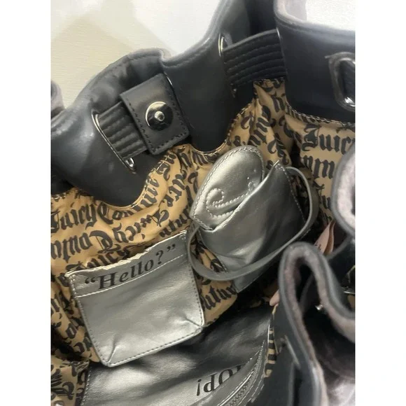 Vintage Juicy Couture Purse/Bag/Day‎ Dreamer/Y2K/Charms/Gray/Pink Mirror
